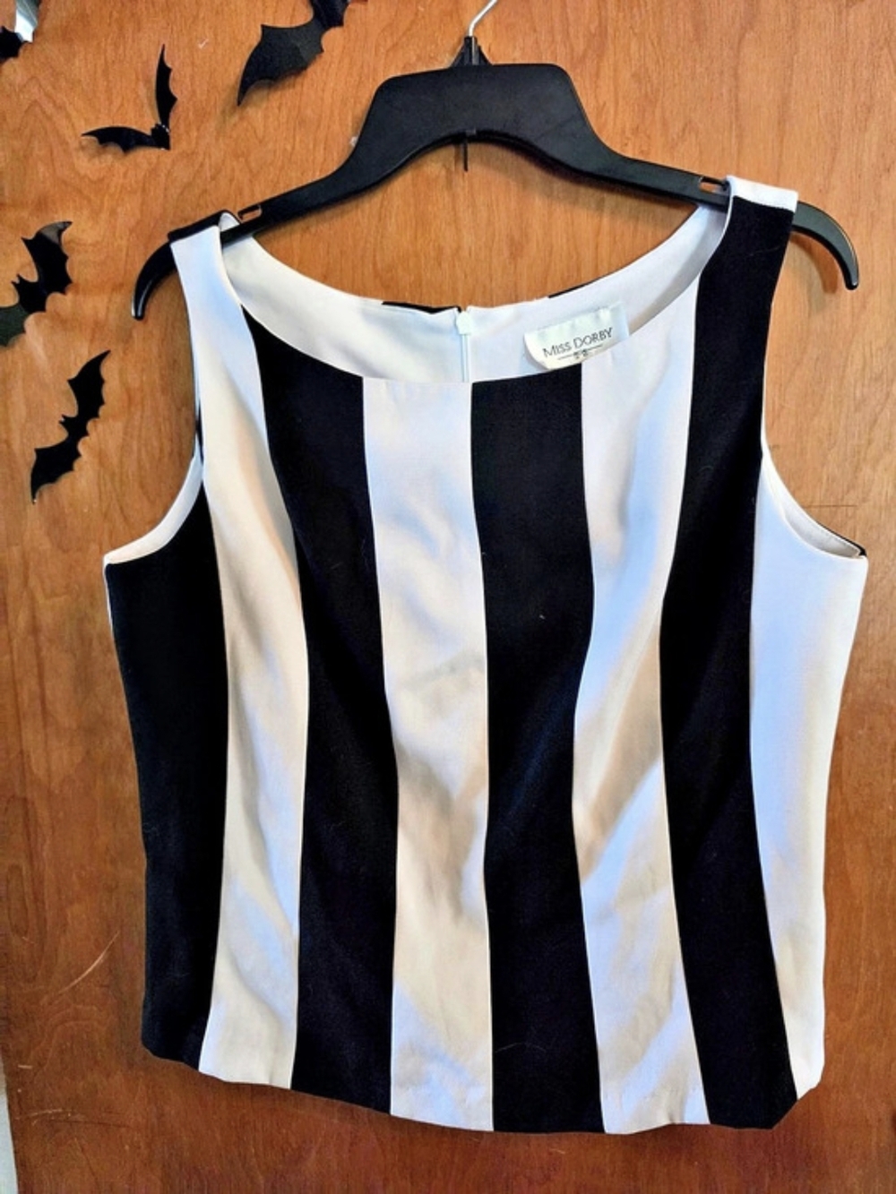 Miss Dorby Striped Tank Top in Black & White Size 14